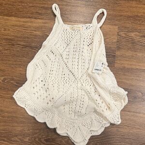 Free people Cream Crochet Knit Tank Top